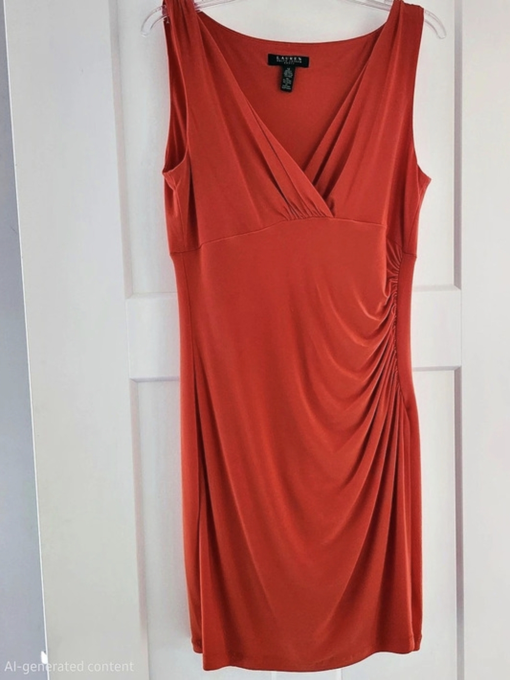 Lauren Ralph Lauren Ruched Wrap Dress Orange Size 12